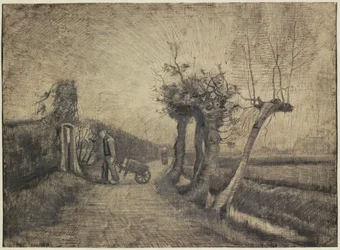 Estrada atrás do jardim Parsonage em Nuenen, 1884 (tinta no papel)